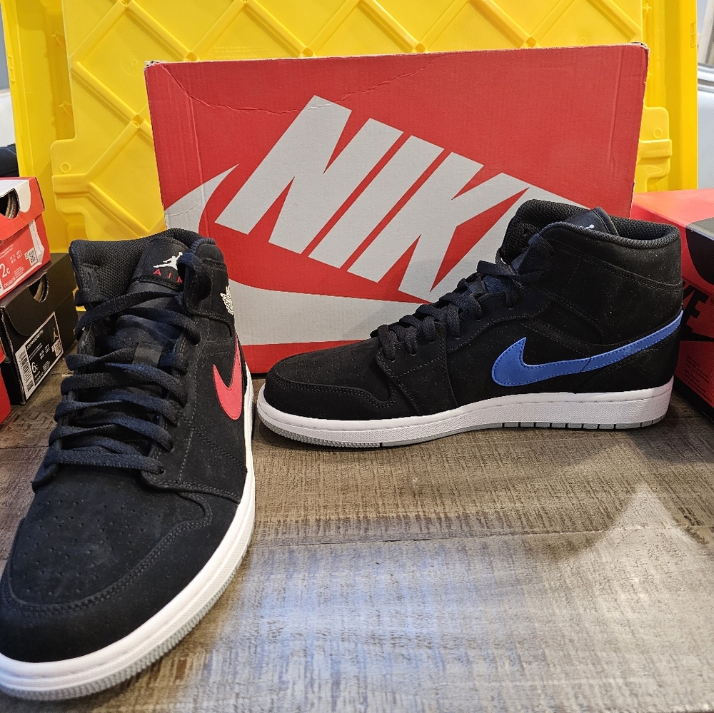 Air Jordan 1 Mid 'Multicolor Swoosh Black Men's Size 11